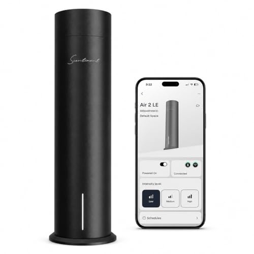 Scentiment Air 2 Diffuser (No Battery) Cold Air Diffuser for Essential Oils | Covers Up to 1 000 Sq Ft | Waterless Heat-Free Aromatherapy | WiFi & Bluetooth Smart Control (Black)