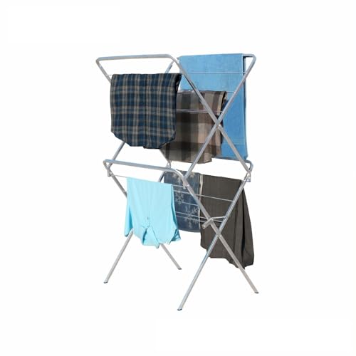 Image of Familia Premium Foldable Clothes Drying Stand (Cross Type 2-Tier - Silver)