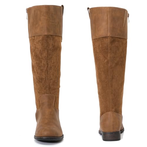 Image of Luoika Women's Extra Wide Calf Knee High Boots, Plus Size Wide Width Knee-High Boots Winter Fall Low Heel Ridding Boots.