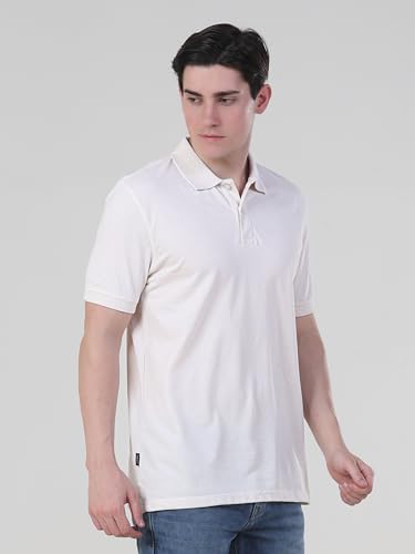 Image of TURMS Men's Casual Solid Polo T-Shirt, Odor Control, Stretchable & Breathable, Cotton Blend Fabric, Collared Neck, Half Sleeve