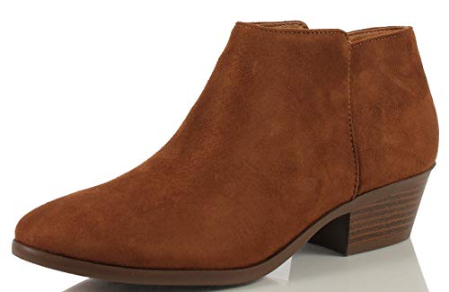 Image of Soda Women's Mug Round Toe Faux Suede Stacked Heel Western Ankle Bootie