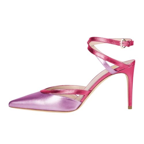 Women's Stilettos High Heels Closed Pointed Toe Pumps Crossed Straps Buckle Sandals Prom Shopping Dress Shoes Size 4-16 US2