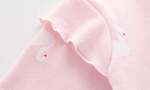 New Born Clothes Baby Girl Newborn Coming Home Outfit Girl Baby Cotton Onesie Comfort Christening Clothes Long Sleeve Footed Romper for 0-3 Month Infant Ruffles Swan