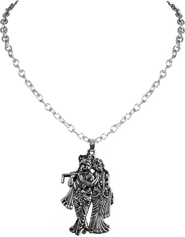 Generic Hari Darpan Hindu Lords Radha Krishna Pendant Locket with Chain Necklace For Men And Women