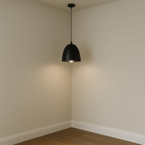 Image of BENE Hazel Pendant Lamp, Mild Steel Indoor Modern Hanging Lamp, E-27 Base Ceiling Hanging Light for Home Decor, Kitchen, Living Room, Bedroom, 27 cm (Black, Pack of 1 Pc)