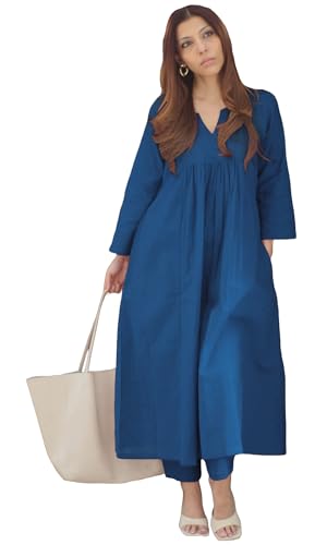 Image of GoSriKi Women's Rayon Viscose Ethnic Co-Ord Set | Kurta Pant Set | Kurta Palazzo Set | Stylish Cotton Suit Set for Women