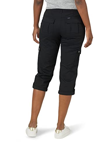 Lee Women's Flex-To-Go Mid-Rise Relaxed Fit Cargo Capri Pant, Black, 4 #TOP1