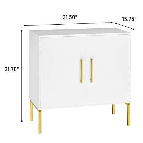 Lynsom Storage Cabinet With Doors, Free Standing Living Room Cabinet, Modern Wood Buffet Sideboard For Kitchen, Bedroom, Hallway, Entryway, Office, White #TOP1