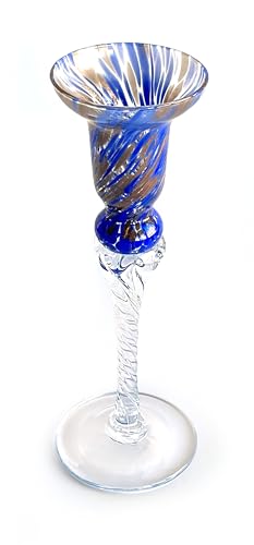 MAZZEGA ART & DESIGN - 2 Candelabri Avventurina in Vetro Soffiati e Lavorati a Mano con Murrine di Murano, linea “I Colori di Murano” Made in Italy (King, AVV-BLU, 2)