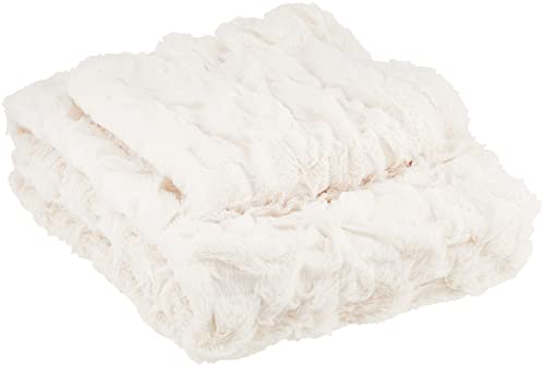 Comfort Spaces Ruched Faux Fur... Pillow Covers, 50"x60", Ivory