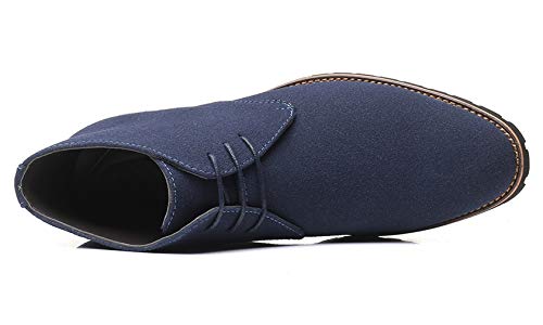 Santimon Men's Suede Leather Lace Up Oxfords Chukka Ankle Boots Black Blue Brown4