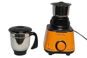 KETVIN S-Cross 550 W Mixer Cum Grinder For Home (Orange), Body - Abs Plastic, Blade Material - Stainless Steel, Jar - Stainless Steel
