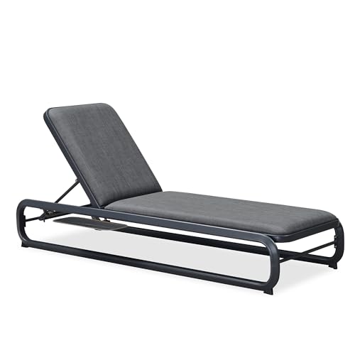 Image of PURPLE LEAF 1 Piece Patio Chaise Lounge Luxury Heavy-Duty Dark Gray