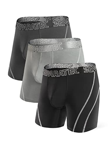 Separatec Mens Underwear Dual Pouch Boxer Briefs Moisture Wicking & Breathable ComfortSoft Underwear with Fly 3 or 6 Pack