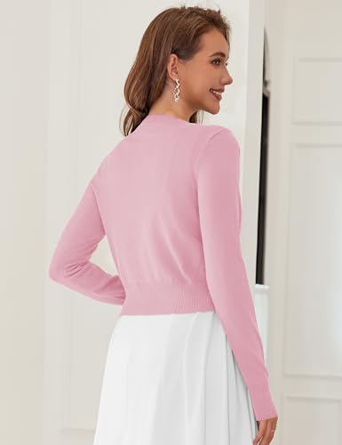 Image of LETDIOSTO Cropped Cardigan Bolero Shrug for Women, Button Down Long Sleeve Knit Sweater for Dresses,for Jeans, XS to XL