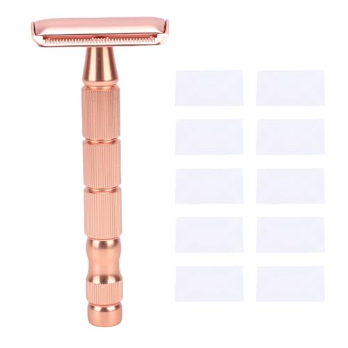 YUYTE Manuelles Rasierwerkzeug, Geschärftes Einzelnachfülldesign für die Rasur, Kompakt, Reisefreundlich mit Hochwertiger Metallkonstruktion, für Alle Hauttypen (Roségold)