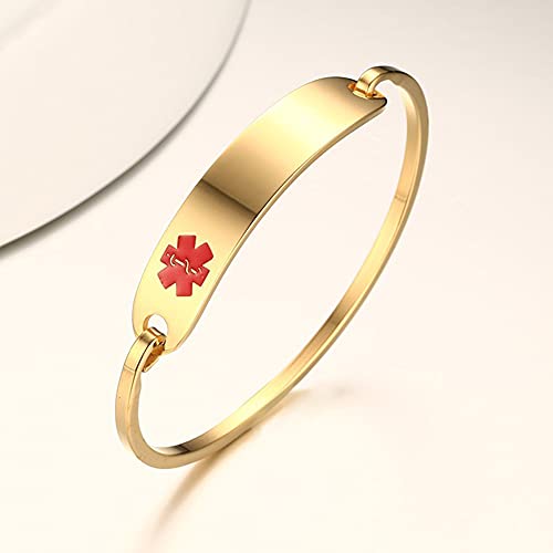 image for VNOX Blood THINNER Medical Alert Safety ID Stainless Steel Cufff Bangl