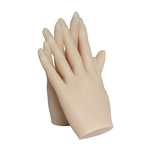 JUYO VONSAN Silicone Hand for Acrylic Nails Nail Trainning Practice Hand Bendable Mannequin Nail Art Trainer (Double, No.1)