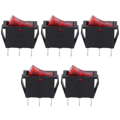 #US AC 16A/250V 20A/125V Red Light Ted On Off Boat Rocker X 5 Pcs H2R1
