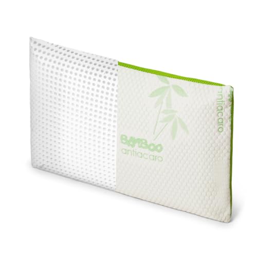 EPSELIA - Almohada de cama de espuma viscoelástica con funda de bambú ecológico, plana, baja 70x40 cm H6 con base transpirable Air 3D extraíble, CertiPUR™ OEKO-TEX®