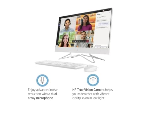 Image of HP 24 All-in-One PC, Intel Core i3-1115G4, 4GB RAM, 256GB SSD, Full HD Micro-Edge Display, 720p Privacy Webcam, Wi-Fi and Bluetooth Combo, Snow White, Windows 11 Home (Renewed)