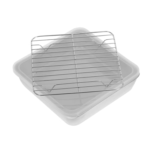 BUTIFULSIC 1 Set Stainless Steel Roasting Pan with Lid Mesh Rack Nonstick Oven Cookware for Meat Vegetables Durable Optimized Cooking Space Easy Cleanup