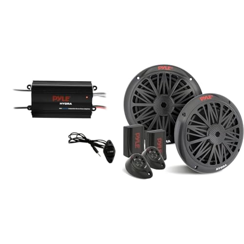 Image of Pyle Auto 200W 4-Channel Marine Amplifier Bluetooth Speaker System with 6.5 inch Weather Resistant Stereo Speakers
