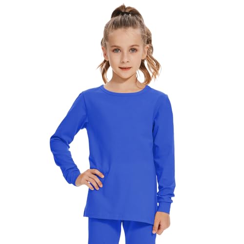 Image of 3T 4T 5T to 12 Years Girls Long Sleeve Shirts Kids Cotton T-Shirt Toddler Basic Crew Neck Top