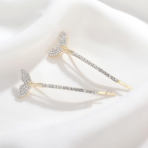 Mermaid Hair Clips for Women Girls Gold Hairpins Summer Metal Rhinestone Clip Hair Barrettes for Styling Cute HairPins Beach Accessories Hawaii Party Decorations