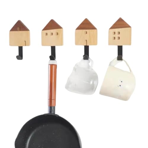 4 PCS Wooden Creative Magnetic Hooks Heavy Duty,Strong Magnetic Hooks for Hanging, Beech Wood Strong Magnetic Hanger for Cruise Cabins, Locker, Toolbox, Home, Kitchen, Home Decoration