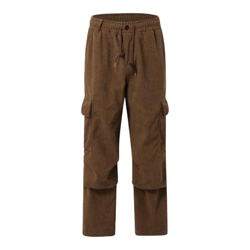 Men's Fleece Corduroy Pants with Cargo Pocket Winter Elastic Waist Joggers Sweatpants Baggy Slacks Casual2