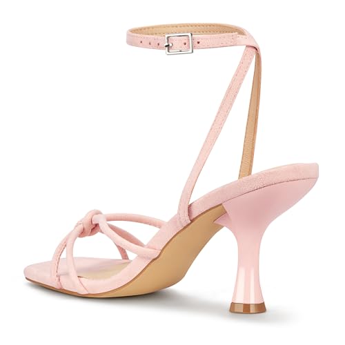Image of PARTY Women's Square Open Toe Strappy Heeled Sandals 3 inch Stiletto Kitten Heel with Ankle Buckle Strap, Comfortable Slingback Summer Dress Shoes