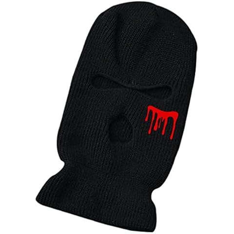 luchike Halloween Bloody Wound 3 Hole Balaclava Ski Mask Full Face Cover Face Mask Winter Thermal Hat for Skiing Cycling Climbing Black, M-L Cover