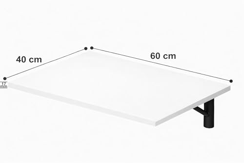 Image of Enigmatic Woodworks Wall Mounted Folding Study Table | Space Saving Foldable Laptop Desk for Home & Office | Engineered Wood Wall Mount Table (White, 60 * 40 cm)