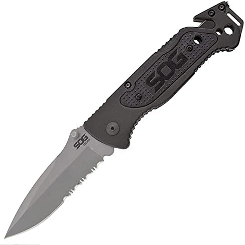 SOG Escape tactical folding pocket knife with glass breaker, wire stripper and line cutter