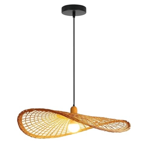 Lustre rotin japonais rustique suspension osier tressé main 60cm