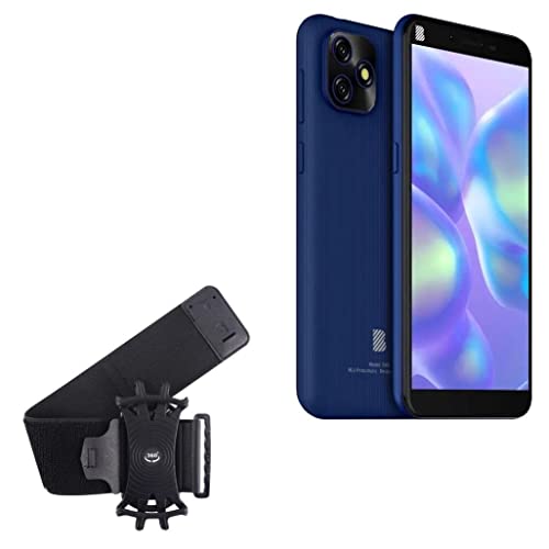 BoxWave Holster Compatible with BLU G40 - ActiveStretch Sport Armband, Adjustable Armband for Workout and Running - Jet Black