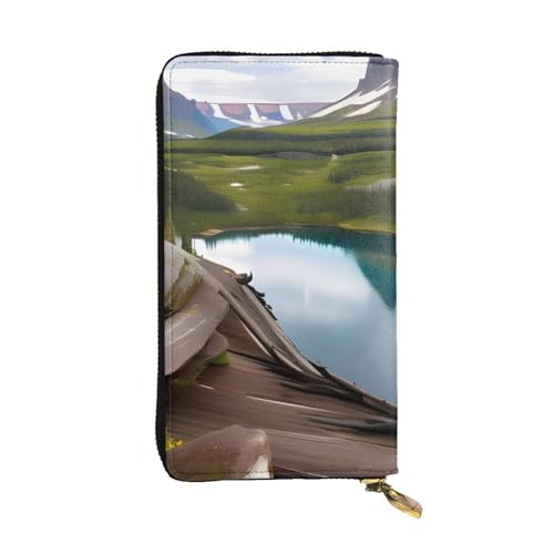 Portefeuille long en cuir imprimé Glacier National Park, finitions maroquinerie de qualité