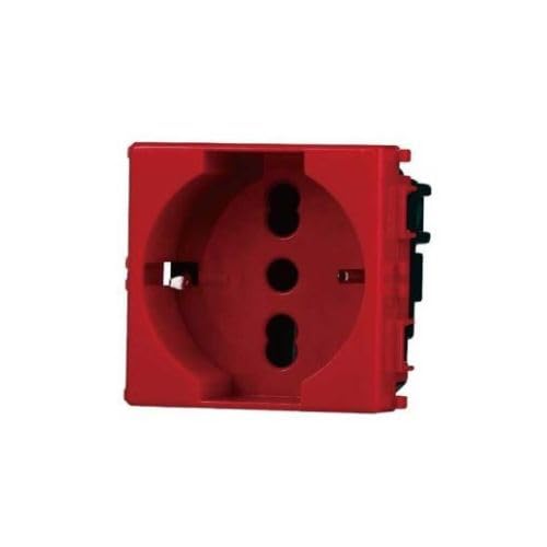 Schuko Socket Compatible with Vimar Plana 2P+T 10/16A 250V Colour Red 2116, White