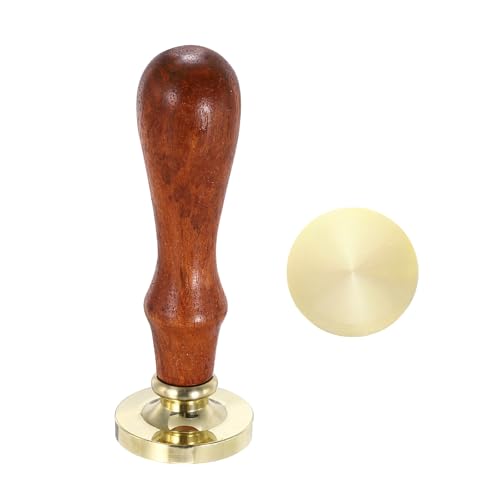 PATIKIL 30mm Round Blank Wax Seal Stamp, Removable Brass Head Without Carving Wooden Handle for Envelope Invitation Wine Packing Gift Wrapping