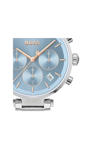Image of BOSS Majesty Sport Qtz Multifunction Blue Round Dial Women's Watch|Stainless Steel Material|Silver Color Band - 1502773