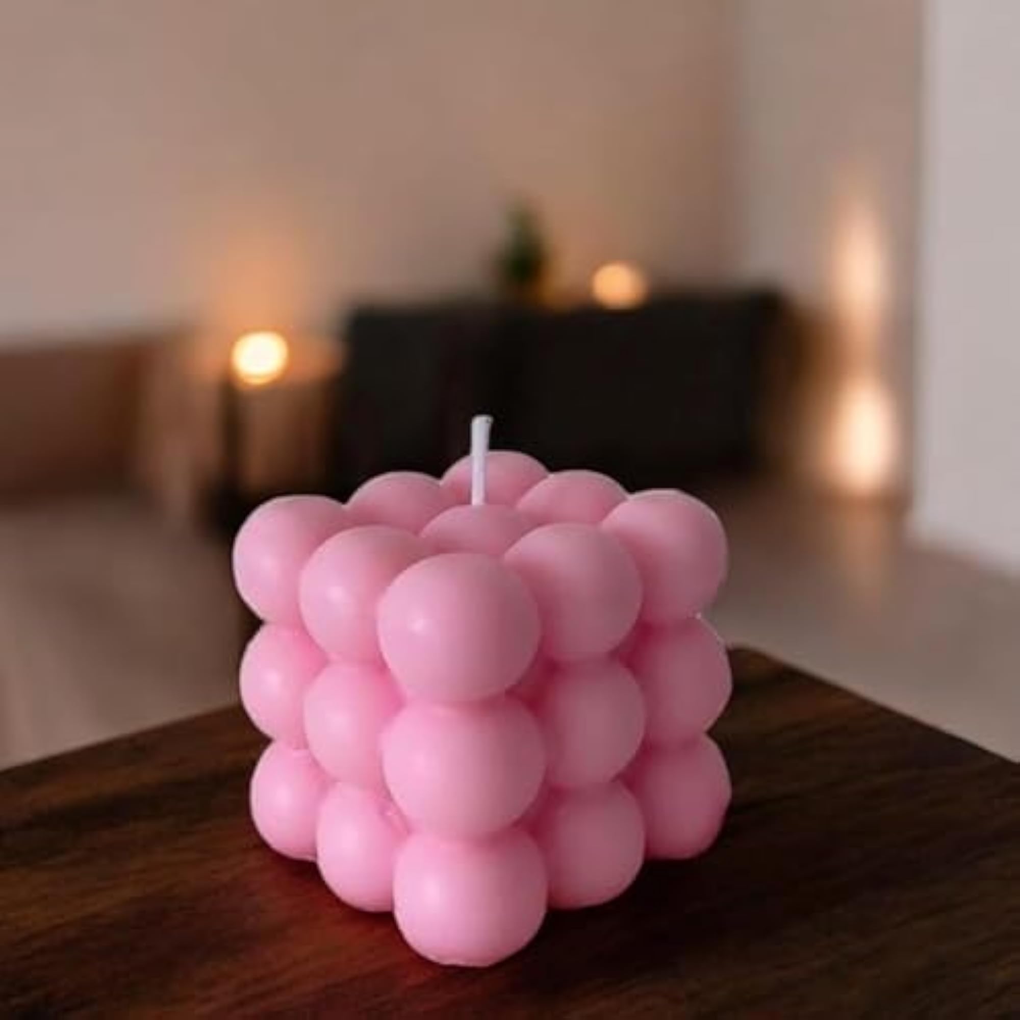 Bubble Cube Decorative Scented Candle, Pink Geometric