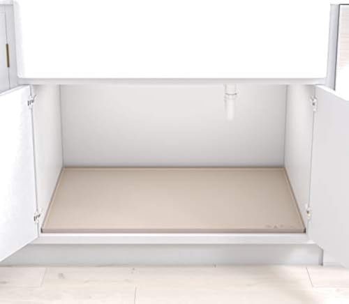 BASIN - Heavy Duty Under Sink Mat - Original Silicone Under Sink Mats - Under Sink Tray - Cover Kitchen Cabinet Liner Taupe 34.25x22