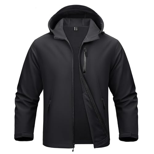 Chaqueta polar con capucha for hombre, impermeable, softshell, for senderismo, cortavientos, for exteriores Para Senderismo(Color 5,XL)
