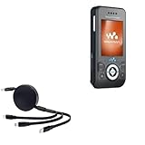 BoxWave Cable Compatible with Sony Ericsson W580i - AllCharge PD miniSync (100W), Retractable High-Speed Charging Portable USB Cable - Jet Black