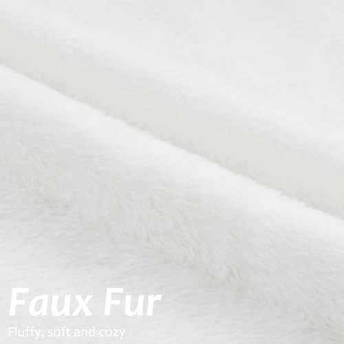 Pallene Faux Fur Plush Throw Pillow Covers 16x16 Set of 2, Soft Fluffy Couch Pillow Covers for Living Room, White