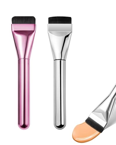 UYRVAPE 2pcs Brocha de base de maquillaje, Brocha de maquillaje plana para base de tinte, brocha ultra fina, brocha para rubor corrector,brocha de maquillaje ultra fina, brocha de polvo líquido