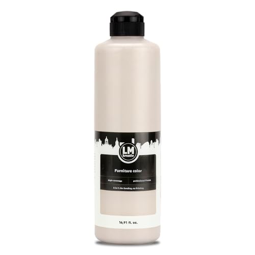 LM-Kreativ Pintura para muebles de 500 ml, color beige claro, para muebles de interior y exterior, pintura para muebles sin lijar, color para cocina/cocina, sin olor y respetuoso con el medio ambiente
