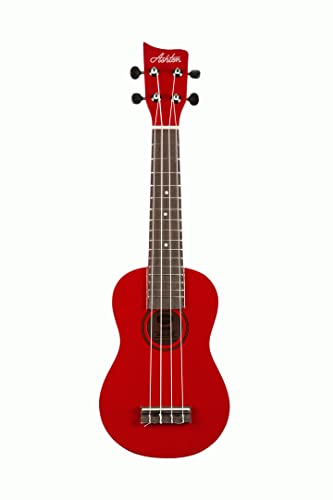 Ashton UKE110RD Ukulélé soprano avec sac Rouge - Les Beatles, Paul McCartney, John Lennon, RIngo Starr, George Harrison Ashton UKE110RD Ukulélé soprano avec sac Rouge