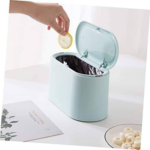 Mini poubelle bureau plastique anti odeur avec couvercle éjection compact - 5